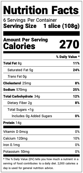 Nutrition facts label
