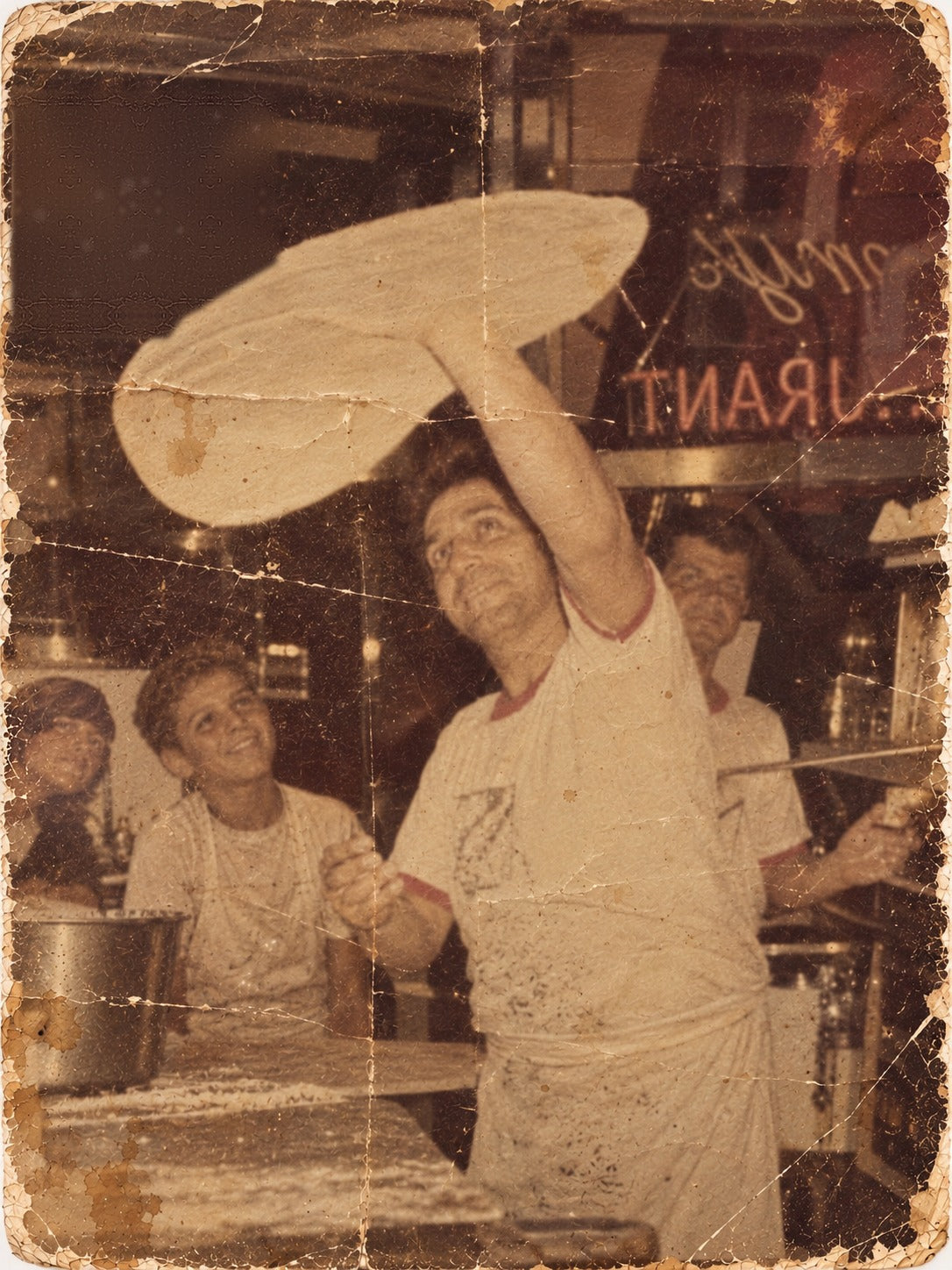 Tony Riviera at age 12 with his mentor Joe DeCandia at Lenny’s Pizza in Brooklyn